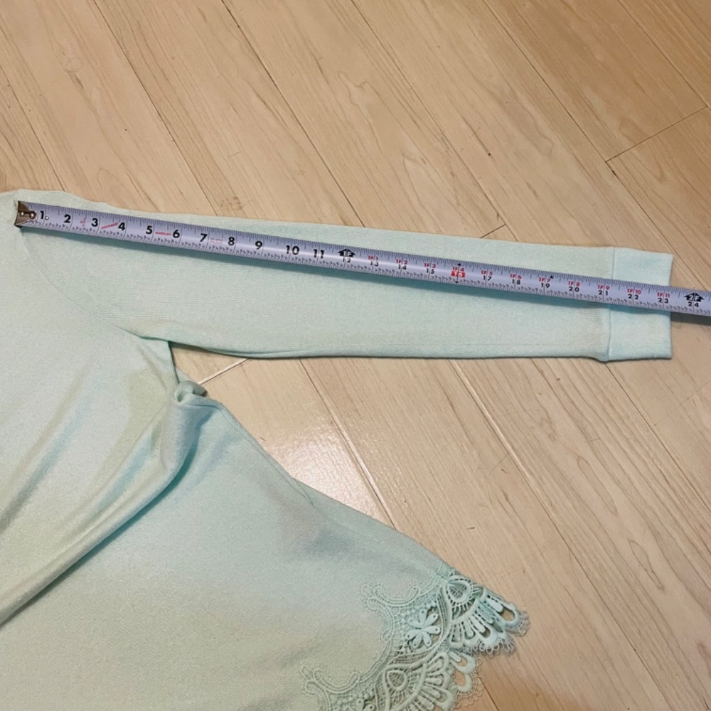 Soft  Surroundings Mint Green Olivia Lace Hem Tunic Sweater Top, Si… - Picture 14 of 16